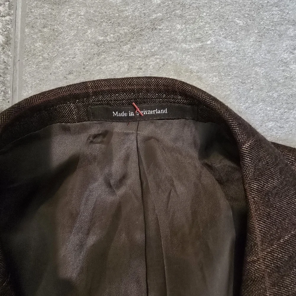Ermenegildo Zegna Trofeo Brown Plaid Blazer Suit Jacket Wool 58L $1500 Retail